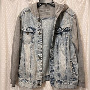 Ring of‎ Fire Hoodie/Denim Jacket Acid/Bleach Washed XL